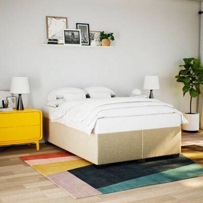 vidaXL Cadre de lit sans matelas crème 160x200 cm tissu