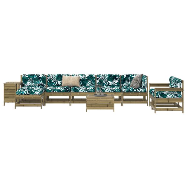 vidaXL Salon de jardin 10 pcs bois de pin impr&eacute;gn&eacute;