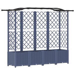 vidaXL Lit &Eacute;lev&eacute; avec Treillis et Toit Gris 204 x 40 x 138 cm PP