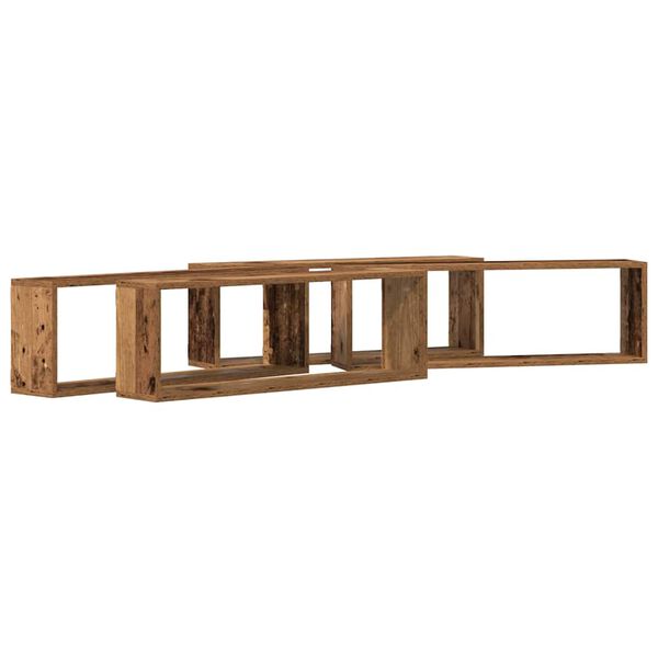 vidaXL &Eacute;tag&egrave;re murale avec &eacute;tag&egrave;re 4 pcs Bois ancien 80 x 15 x 26 cm