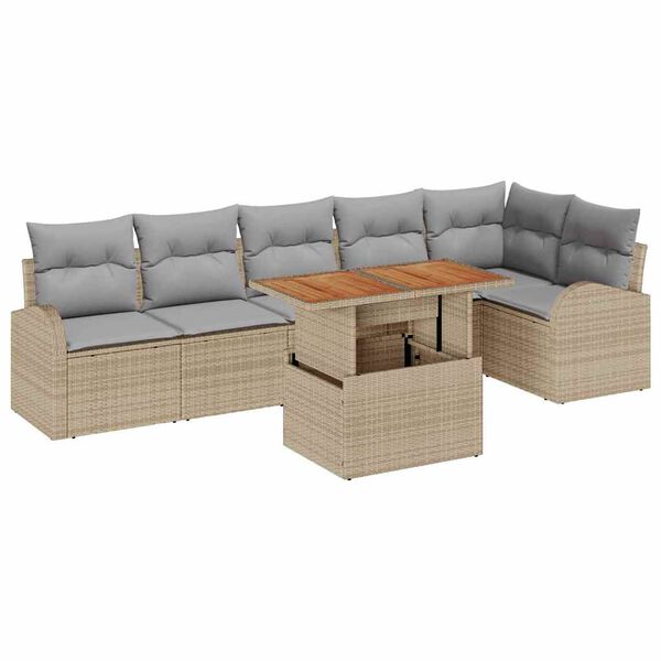 vidaXL Ensemble de canap&eacute; de jardin 7 pcs beige et gris clair