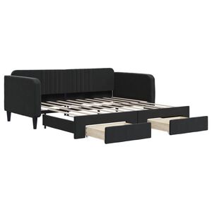 vidaXL Lit de jour avec gigogne et tiroirs noir 90x190 cm velours