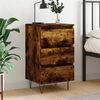 vidaXL Table de chevet ch&ecirc;ne fum&eacute; 40x35x69 cm bois d&rsquo;ing&eacute;nierie