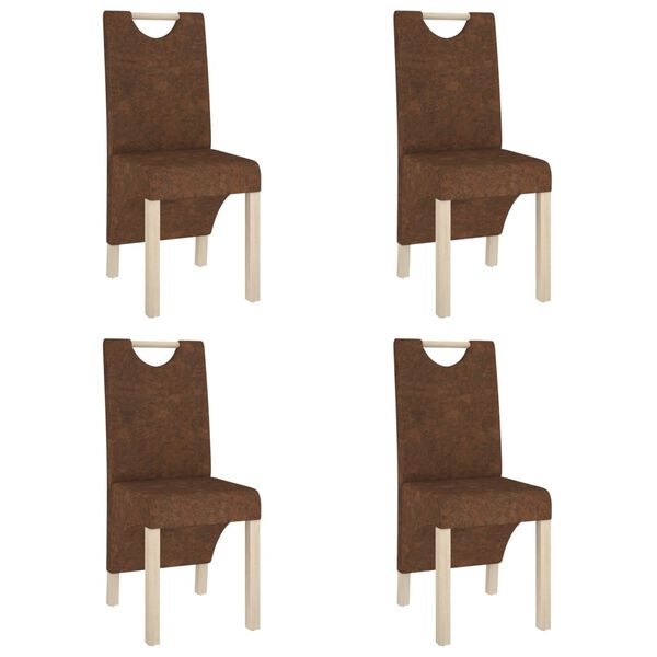 vidaXL Chaises &agrave; manger lot de 4 marron similicuir daim