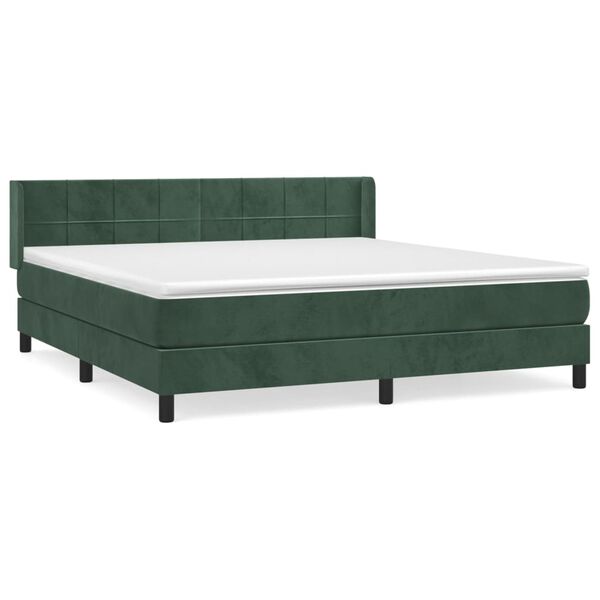 vidaXL Sommier &agrave; lattes de lit et matelas Vert fonc&eacute; 160x200cm Velours