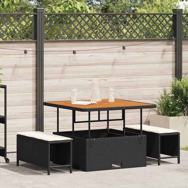 vidaXL Ensemble de salle à manger pour jardin Noir Poly rotin