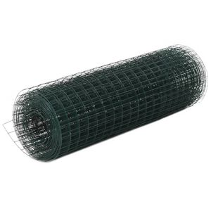 vidaXL Grillage acier avec rev&ecirc;tement en PVC 25x0,5 m vert