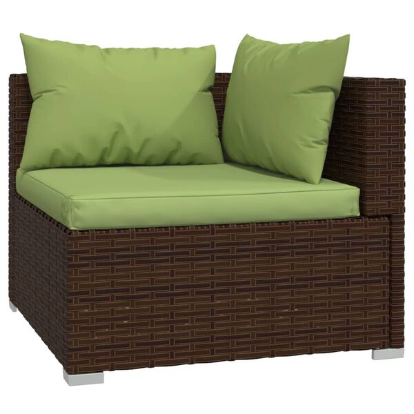 vidaXL Salon de jardin 5 pcs avec coussins r&eacute;sine tress&eacute;e marron