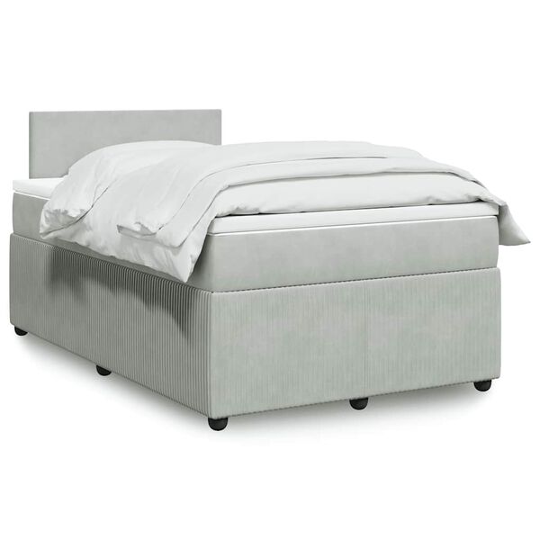 vidaXL Sommier &agrave; lattes de lit et matelas gris clair 120x190cm velours