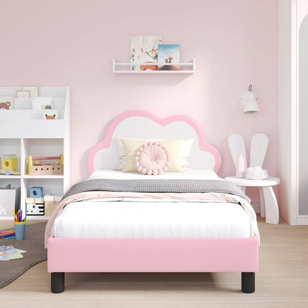 vidaXL Cadre de lit avec t&ecirc;te de lit Rose 90 x 200 cm PU