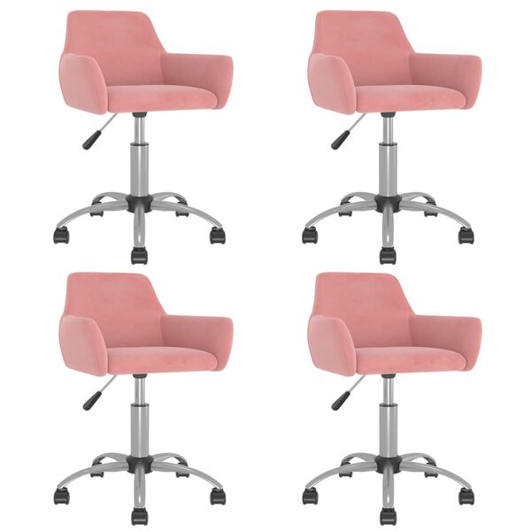 vidaXL Chaises &agrave; manger pivotantes lot de 4 Rose Velours