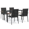 vidaXL Ensemble &agrave; manger de jardin 5 pcs noir textil&egrave;ne et acier