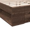 vidaXL Cadre de lit avec tiroirs sans matelas ch&ecirc;ne marron 120x200 cm