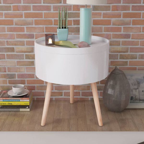 vidaXL Table auxiliaire avec plateau rond 39,5 x 44,5 cm Blanc