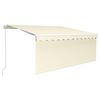 vidaXL Auvent r&eacute;tractable manuel avec store et LED 3,5x2,5 m Cr&egrave;me