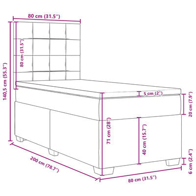 vidaXL Sommier à lattes de lit avec matelas gris clair 80x200 cm tissu