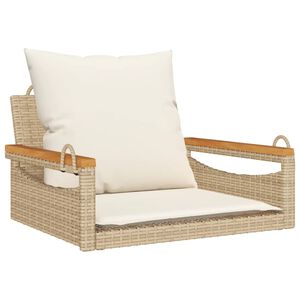 vidaXL Balancelle avec coussins beige 63x62x40 cm r&eacute;sine tress&eacute;e