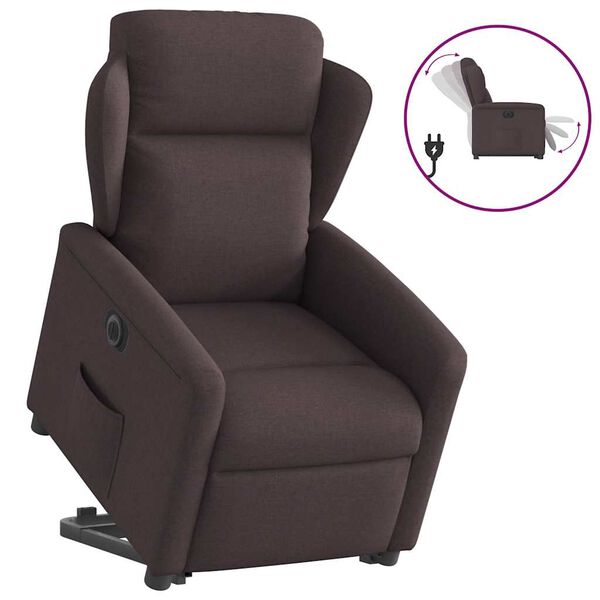 vidaXL Fauteuil inclinable &eacute;lectrique marron fonc&eacute; tissu