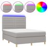 vidaXL Sommier &agrave; lattes de lit et matelas et LED Gris clair 140x200 cm