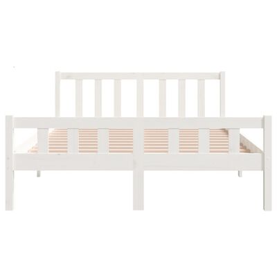 vidaXL Cadre de lit Blanc Bois massif 135x190 cm Double