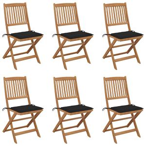 vidaXL Chaises pliantes 6 pi&egrave;ces avec coussins en bois d'acacia massif