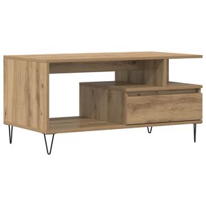 vidaXL Table basse ch&ecirc;ne artisanal 90x49x45 cm bois d'ing&eacute;nierie