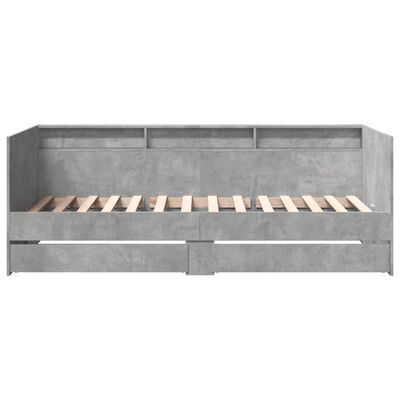 vidaXL Lit de jour avec tiroirs sans matelas gris béton 75x190 cm