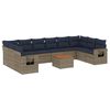 vidaXL Ensemble de canap&eacute; de jardin 11 pcs avec coussins gris r&eacute;sine tress&eacute;e