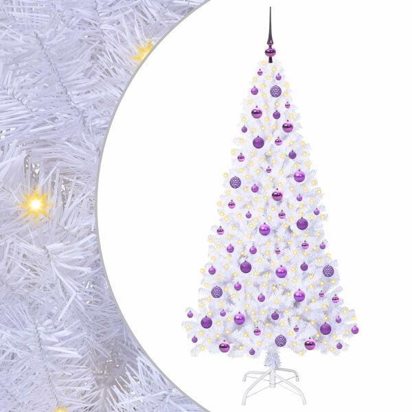 vidaXL Sapin de Noël artificiel avec 300 LED Blanc 180 cm PVC et Acier