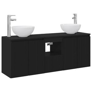 vidaXL Ensemble d'armoire de salle de bain 3 pc Noir 129 x 35 x 80 cm