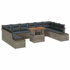 vidaXL Ensemble de canap&eacute; de jardin avec coussin 11 pcs Gris et marron