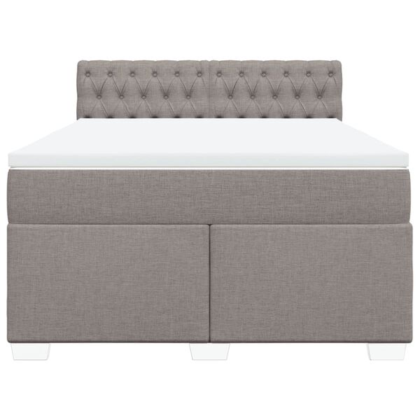 vidaXL Sommier &agrave; lattes de lit avec matelas Taupe 140x200 cm Tissu