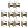 vidaXL Ensemble &agrave; manger de jardin coussins 15pcs R&eacute;sine tress&eacute;e Beige