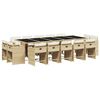 vidaXL Ensemble &agrave; manger de jardin et coussins 15 pcs beige