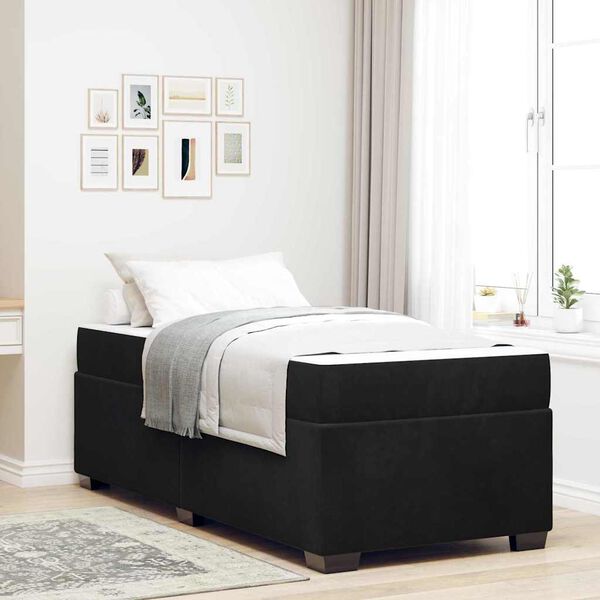 vidaXL Cadre de lit avec matelas Noir 100 x 200 cm tissu