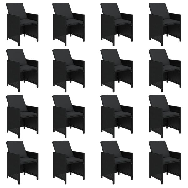 vidaXL Ensemble &agrave; manger de jardin 21pcs coussins noir r&eacute;sine tress&eacute;e