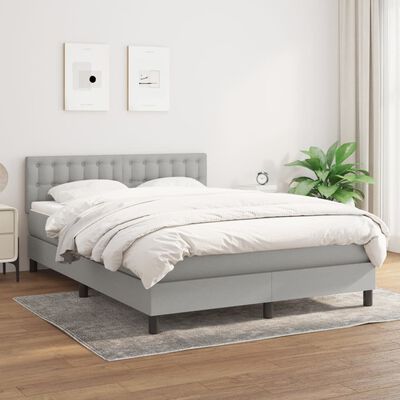 vidaXL Sommier à lattes de lit avec matelas Gris clair 140x200cm Tissu