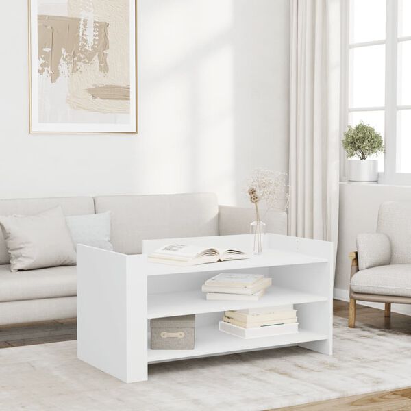 vidaXL Table basse blanc 100x50x50 cm bois d'ing&eacute;nierie