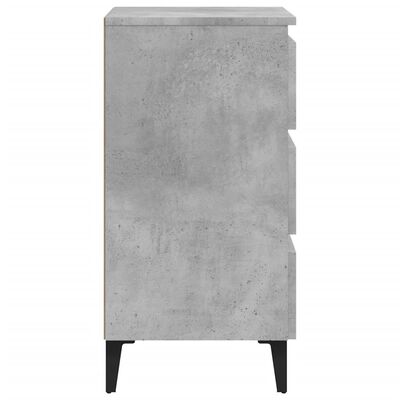 vidaXL Table de chevet avec pieds en métal Gris béton 40x35x69 cm