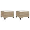 vidaXL Tabourets jardin coussins 2pcs beige 55x55x36 cm résine tressée