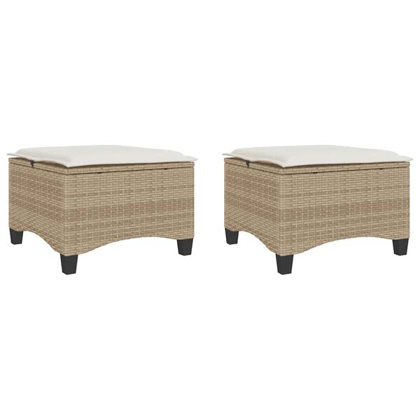 vidaXL Tabourets jardin coussins 2pcs beige 55x55x36 cm résine tressée