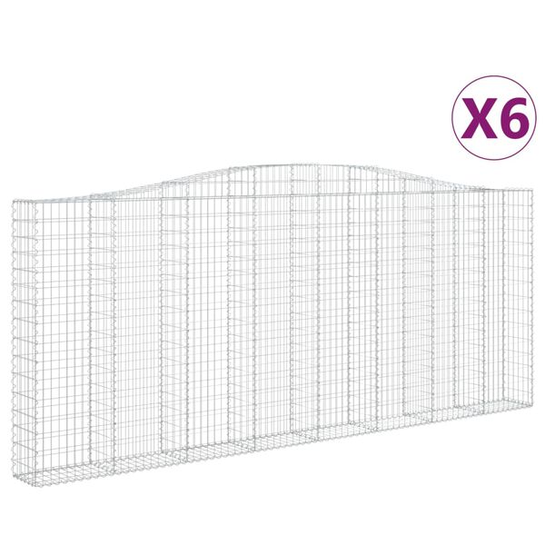 vidaXL Paniers &agrave; gabions arqu&eacute;s 6 pcs 400x30x160/180 cm Fer galvanis&eacute;
