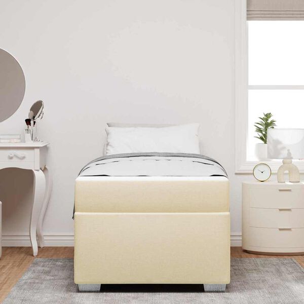 vidaXL Cadre de lit avec matelas Cr&egrave;me 90 x 200 cm tissu