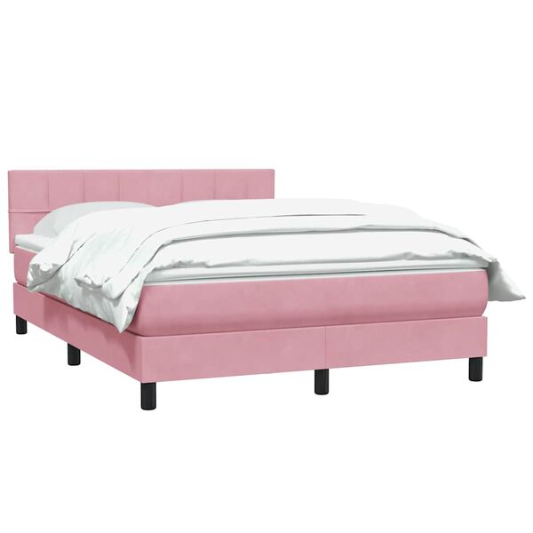 vidaXL Sommier &agrave; lattes de lit avec matelas rose 160x220 cm velours