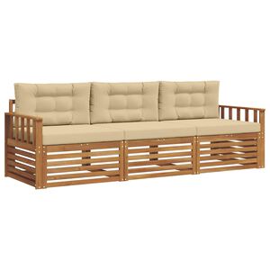 vidaXL Ensemble de canap&eacute;s d'ext&eacute;rieur 3 pc Naturel et Beige