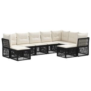 vidaXL Ensemble de canap&eacute; de jardin 9 pc Noir polyrotin
