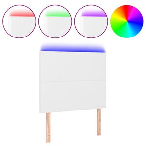 vidaXL T&ecirc;te de lit &agrave; LED Blanc 80x5x118/128 cm Similicuir