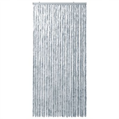 vidaXL Rideau anti-mouches blanc et gris 100x200 cm chenille