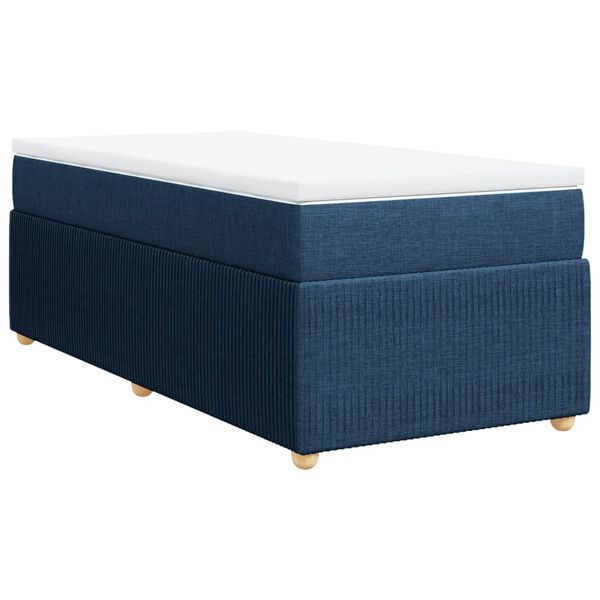 vidaXL Sommier &agrave; lattes de lit avec matelas Bleu 80x200 cm Tissu