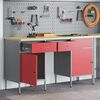 vidaXL Placard de travail 3 pcs Rouge Bois d'ing&eacute;nierie et acier